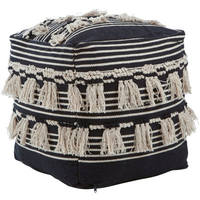 Orsina Cefena Black Velvet Pouffe from B&Q