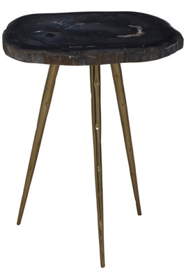 Orsina Relic Side Table With Petrified Wood Top And Brass Finish Legs from B&Q