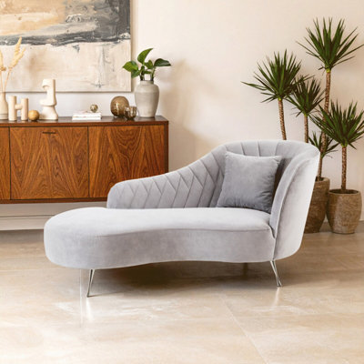 Orsina Rene Grey Velvet Chaise Longue from B&Q