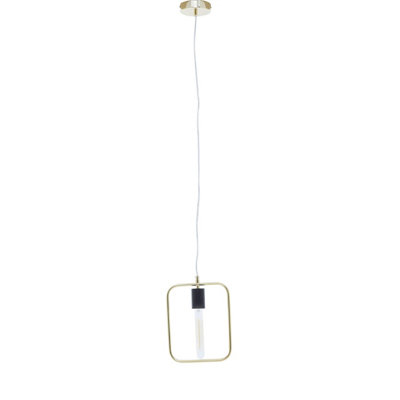 Orsina Black & Gold Wireframe Pendant LightRectangular Metal Frame Ceiling LightMinimalist Hanging Fixture from B&Q