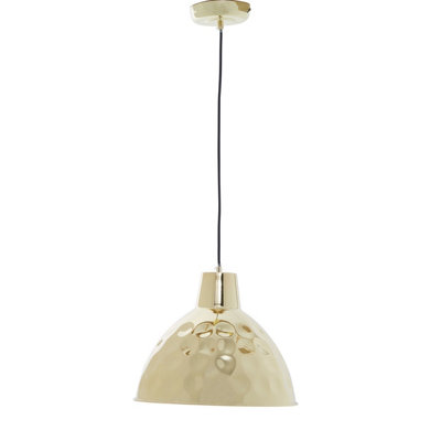 Orsina Hammered Gold Pendant Light With White InteriorInverted Dome Shade LampModern Statement Hanging Lamp from B&Q