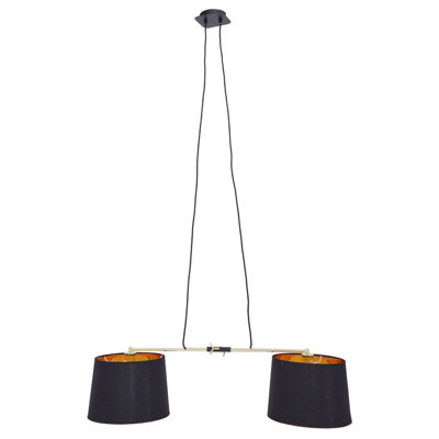 Orsina 2 Bulbs Pendant LightMatte Black Industrial Ceiling Light With Adjustable CordTwo Tone Inverted Shades from B&Q