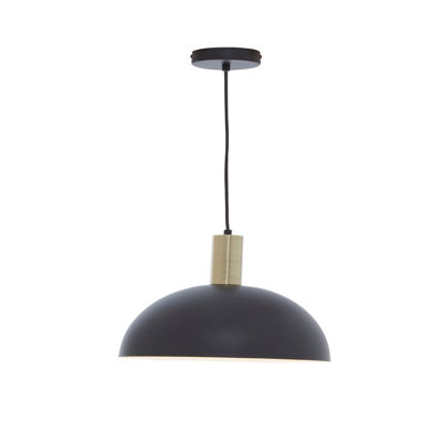 Orsina Luxe Black & White Pendant Light With Brass TrimMinimalist Hanging LightRetro-Inspired Ceiling Fixture from B&Q