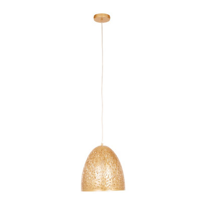 Orsina Bell-Shaped Pendant Light With Gold FinishLaser-Cut Iron Shade Ceiling LightLight Refracting Pendant from B&Q