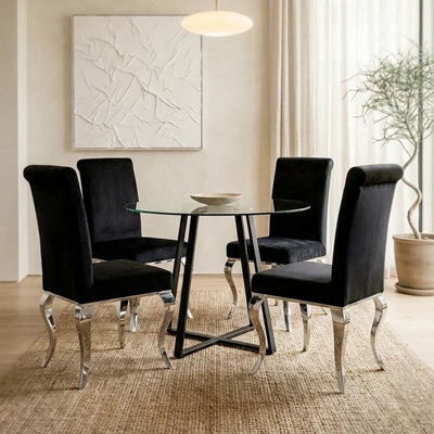 Orsina Metropolitan Matte Black Lattice Dining Table from B&Q