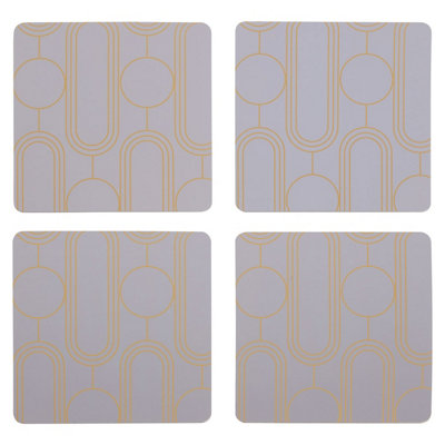 Orsina Set Of Four Lilac CoastersContemporary Heat Resistant Drink MatsStylish Stainless Steel Foil Accent from B&Q