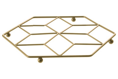 Orsina Vertex Matte Gold Contour Trivet from B&Q