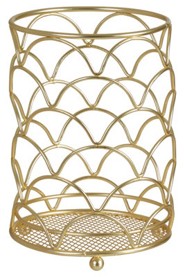 Orsina Deco Matte Gold Utensil HolderStylish Wire Frame Holder For Organising Kitchen ToolsMetal Design With from B&Q