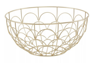 Orsina Deco Matte Gold Fruit BasketElegant Geometric Wire Bowl For Storing Fresh FruitDurable Metal from B&Q