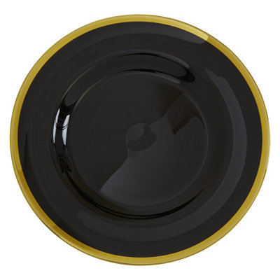 Orsina Ida 33Cm Black Glass Charger Plate from B&Q