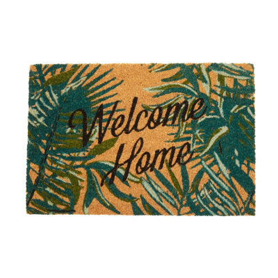 Orsina Winter Palm Leaf Printed Doormat from B&Q