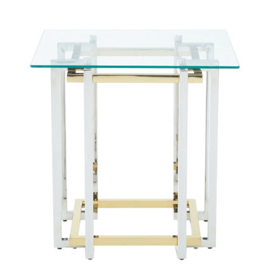 Orsina Glass Top Side TableGold And Silver Luxury Side TableModern Side Table With Glass TopSofa Side Table from B&Q