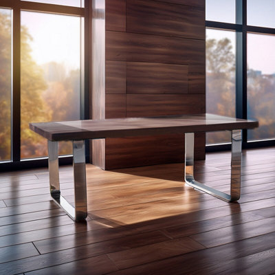 Orsina Unique Natural U Shaped Base Dining TableKitchen Table With Wood TopSilver TableDecorative Table from B&Q