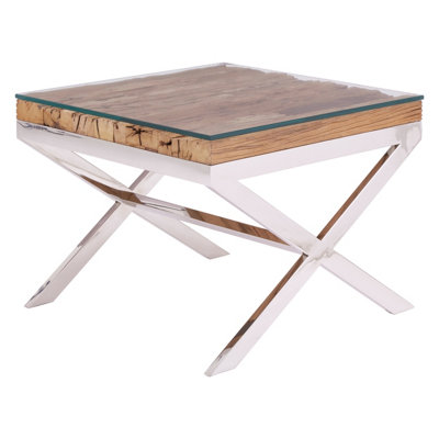 Orsina Natural Top End Table With Cross Base from B&Q