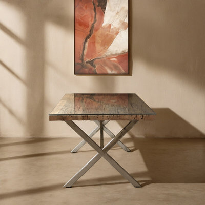 Orsina Natural Dining Table With Cross BaseSleek Garden Tabel For PatioSpacious Lounge Table Kitchen Table from B&Q