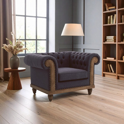 Orsina Cabra Chesterfield Graphite Chair from B&Q