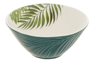 Orsina Porcelain Dark Green Large Bowl,decorative Mixing Bowl,serving Bowl With Dark Green Outer & White Inner from B&Q