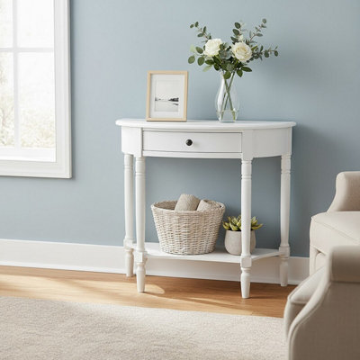 Orsina Sleek Semi Circle One Drawer Console TableContemporary Design Console Table For LivingroomVersatile Table from B&Q
