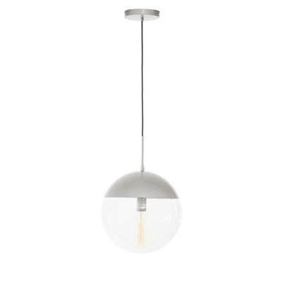Orsina Chrome Finish Pendant Light With Globe Glass ShadeMetal Canopy Minimal Ceiling FixtureIdeal For Entryway from B&Q