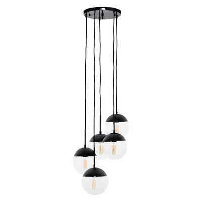 Orsina Cluster Pendant With Five Glass Shades & Metal FrameMulti-Light Hanging LampVintage Ceiling Fixture from B&Q