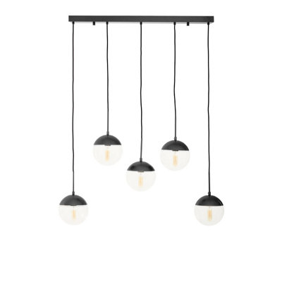 Orsina Glass Shades Pendant Light5 Globe-Shaped Pendant Light In Black FinishHorizontal Cluster Lighting from B&Q