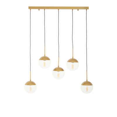 Orsina Gold Finish Glass Shades Pendant LightGlass Globe Pendant With Long FrameLinear Cluster Ceiling Fixture from B&Q
