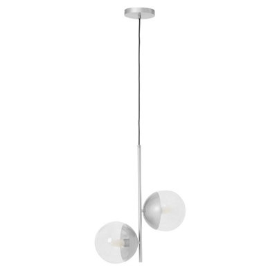 Orsina  Chrome Finish 2 Bulb Pendant LightScandi Style Ceiling Lamp For HallwayDouble Globe Hanging Lamp from B&Q