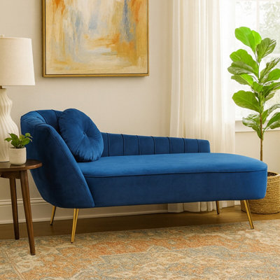 Orsina Plush Midnight Left Arm Velvet ChaiseModern Lounge Chaise For BedroomElegant Chaise Sofa With Cushion from B&Q