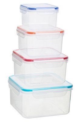 Orsina Airtight Lids 4Pc Square Food ContainersVeratile Large Storage ContainersDurable Plastic Containers from B&Q