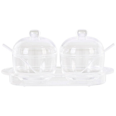 Orsina Elegant Set Of 2 Condiment CotainersMatching Base Tray Condiment PotsEasy To Refill Condiment Pots from B&Q