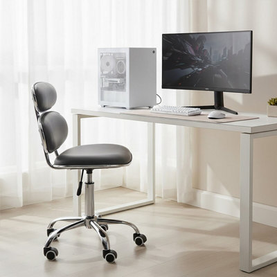 Orsina Comfortable Grey Pu Home Office ChairErgonomic Work From Home Office ChairMovable Ergonomic Chair from B&Q