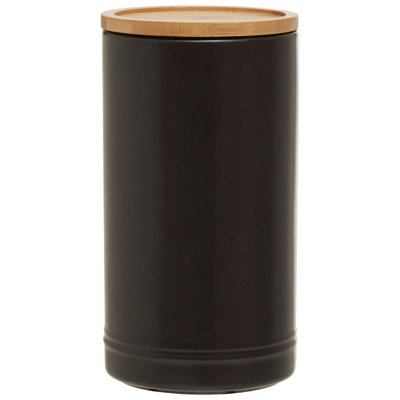 Orsina Trendy Black Stoneware Canister With Airtight Lid,functional Storage Jar,countertop Storage Containers from B&Q