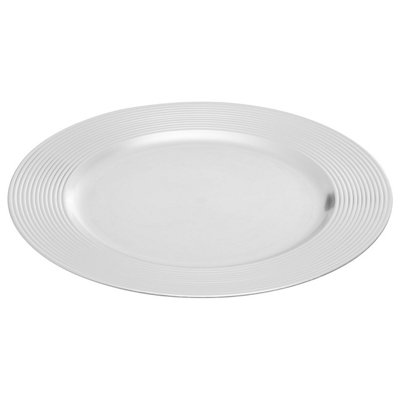 Orsina Functional Silver Charger Plate With Ribbed RimMinimalist Dinner PlateReliable Silver Dinner Plate from B&Q