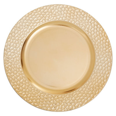 Orsina Minimalist Gold Charger Plate With Hammered RimFunctional Dinner PlateReliable Gold Finish Plate from B&Q