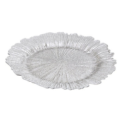 Orsina Minimalist Silver Finish Reef Charger PlateFunctional Dinner Plate For DinnerReliable Silver Plate from B&Q
