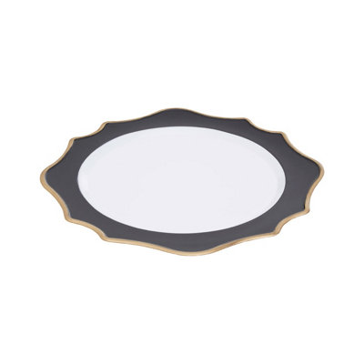 Orsina Functional White And Black Round Charger PlateMinimalist Dinner PlateReliable Black And White Plate from B&Q