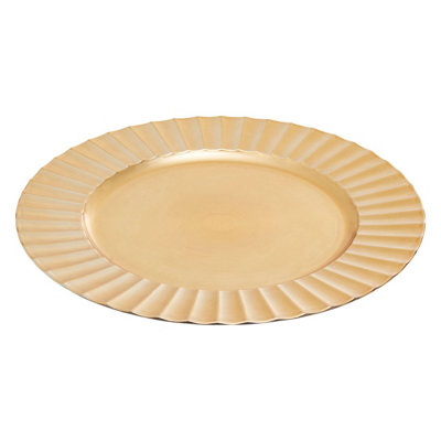 Orsina Minimalist Gold Finish Wave Charger PlateFunctional Dinner Plate For DinnerReliable Gold Finish Plate from B&Q