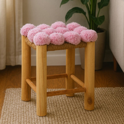 Orsina West Village Pink Pom Pom Stool from B&Q