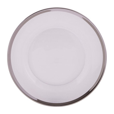 Orsina Ida 27Cm Plain Dinner Plate With Silver Rim from B&Q