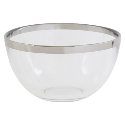 Orsina Ida 15Cm Plain Glass Bowl With Silver Rim from B&Q