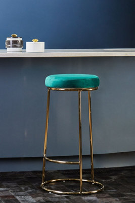 Orsina Manhattan Green Velvet Bar Stool from B&Q