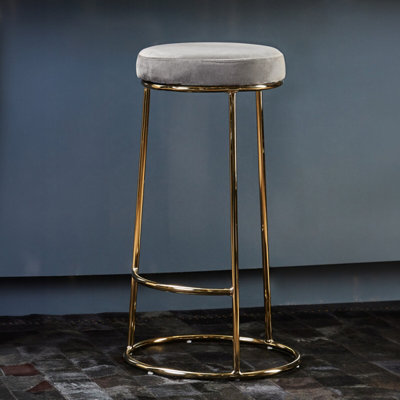 Orsina Manhattan Grey Velvet Tall Bar Stool from B&Q