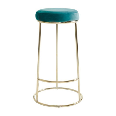 Orsina Manhattan Green Velvet Tall Bar Stool from B&Q