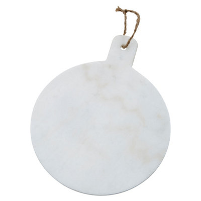 Orsina Round White Marble Paddle Chopping And Serving BoardDurable Natural Stone Board For Kitchen Use from B&Q