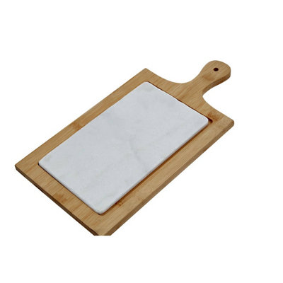 Premier Housewares Interiors By Premier Elegant White Marble And Bamboo Cheese BoardVersatile Chopping BoardStylish Chopping Board For Kitchen from B&Q