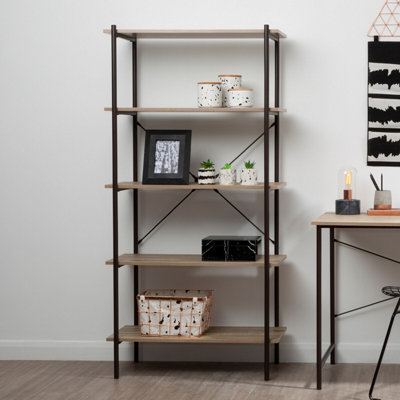 Orsina Versatile Five Tier Grey Oak Shelf UnitAmple Storage Shelving UnitSturdy And Durable Tall Cupboards from B&Q