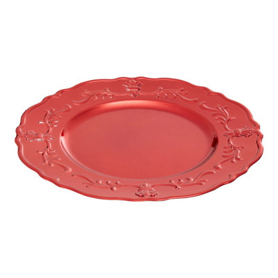 Orsina 33Cm Set Of 4 Red Baroque Charger Plate SetVersatile Dinnerware Set Charger Plates For All Ocassions from B&Q