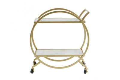 Orsina Avantis White Marble And Gold 2 Tier Drinks Trolley from B&Q