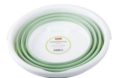 B&Q -  Green White Collapsible Bucket,compact Tub For Laundry,portable Folding Basin With Handle,wash Bucket