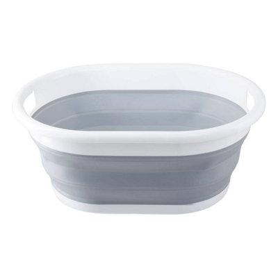 Orsina Collapsible Grey White Large Laundry Basket from B&Q